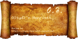 Oltyán Henriett névjegykártya